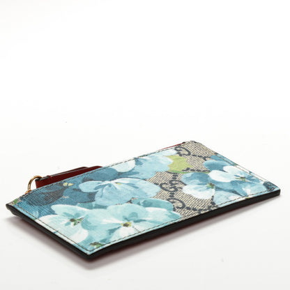 Gucci GG Supreme Monogram Blooms Coin Case Card Holder Beige Blue Navy Hibiscus Red 4 of 6