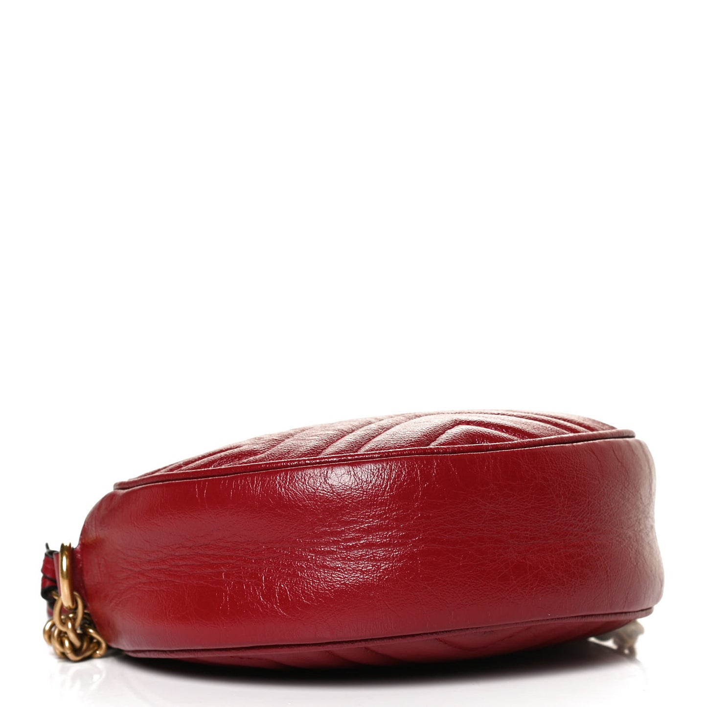 Glazed Calfskin Matelasse Heart Mini GG Marmont Round Shoulder Bag Romantic Cerise