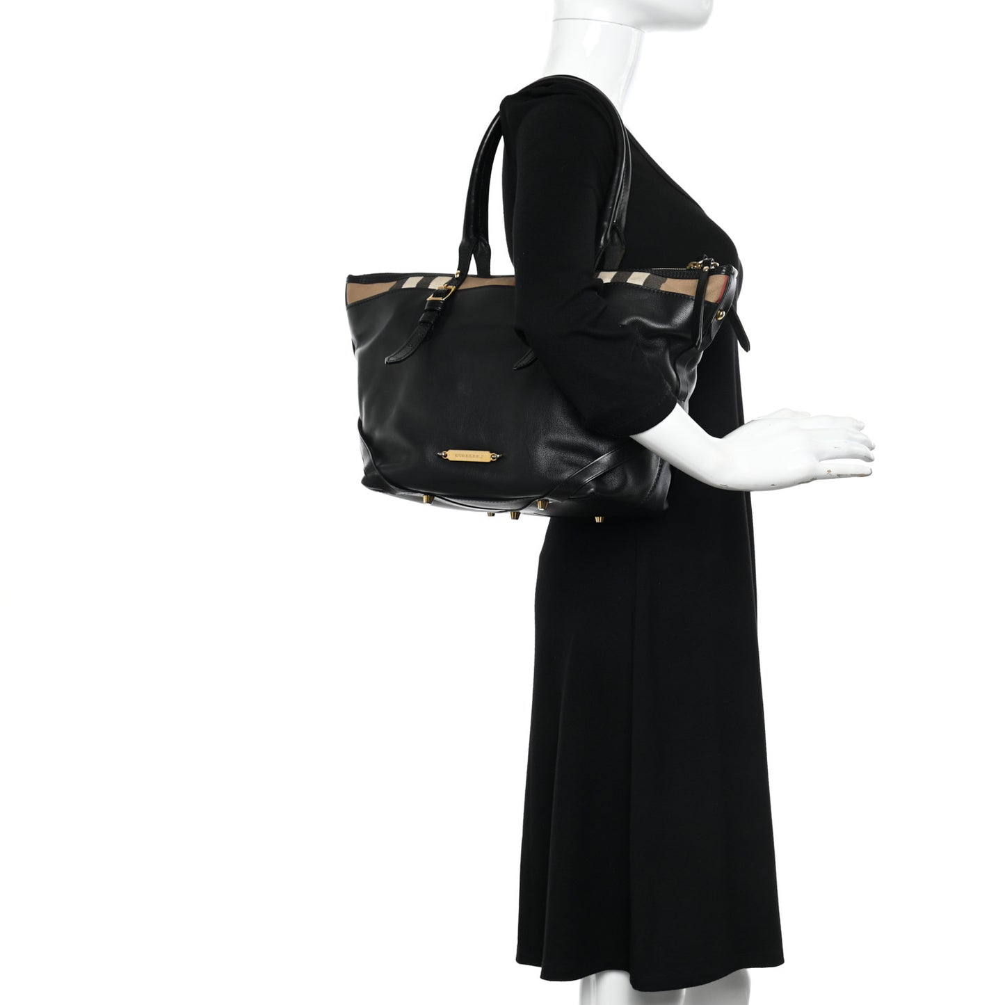 Calfskin House Check Small Salisbury Tote Black