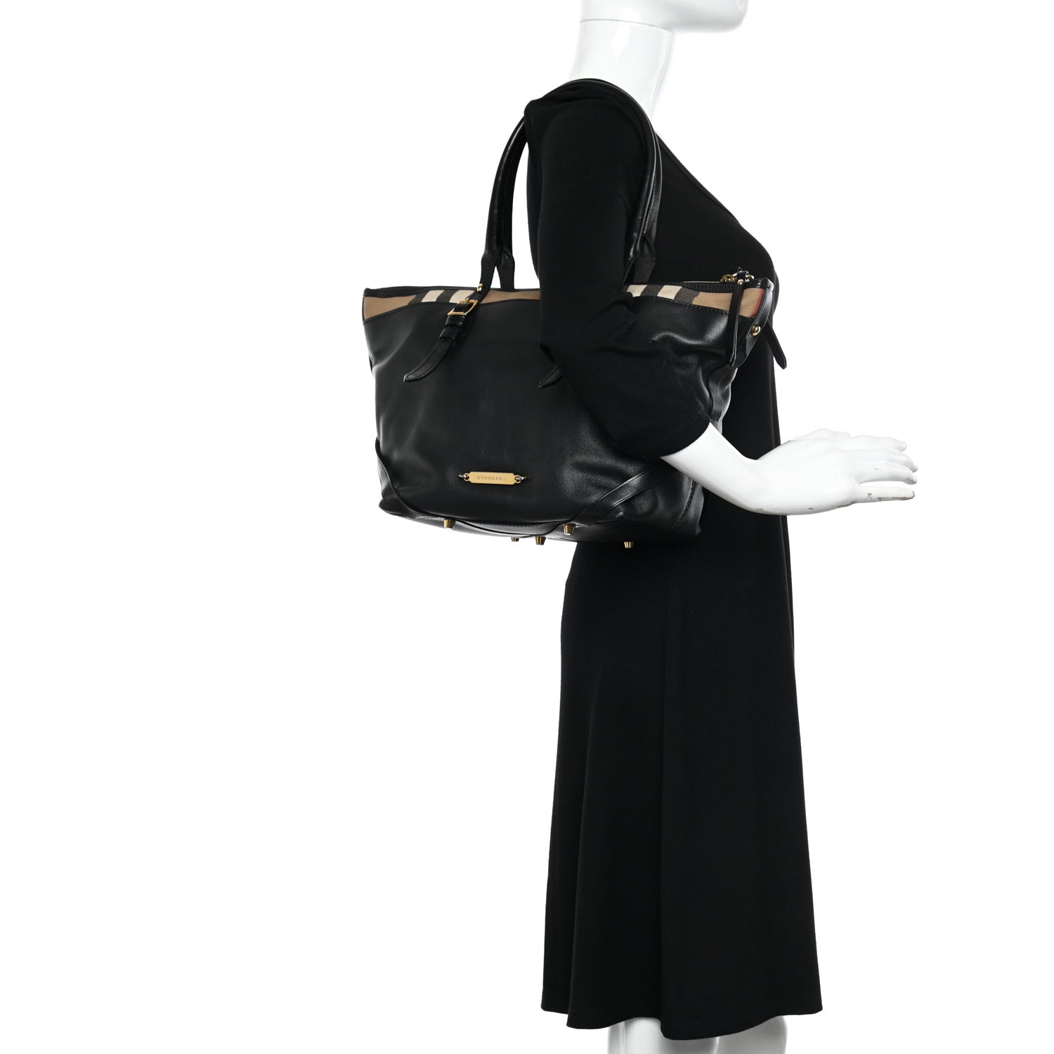 Burberry Calfskin House Check Small Salisbury Tote Black 2 of 14
