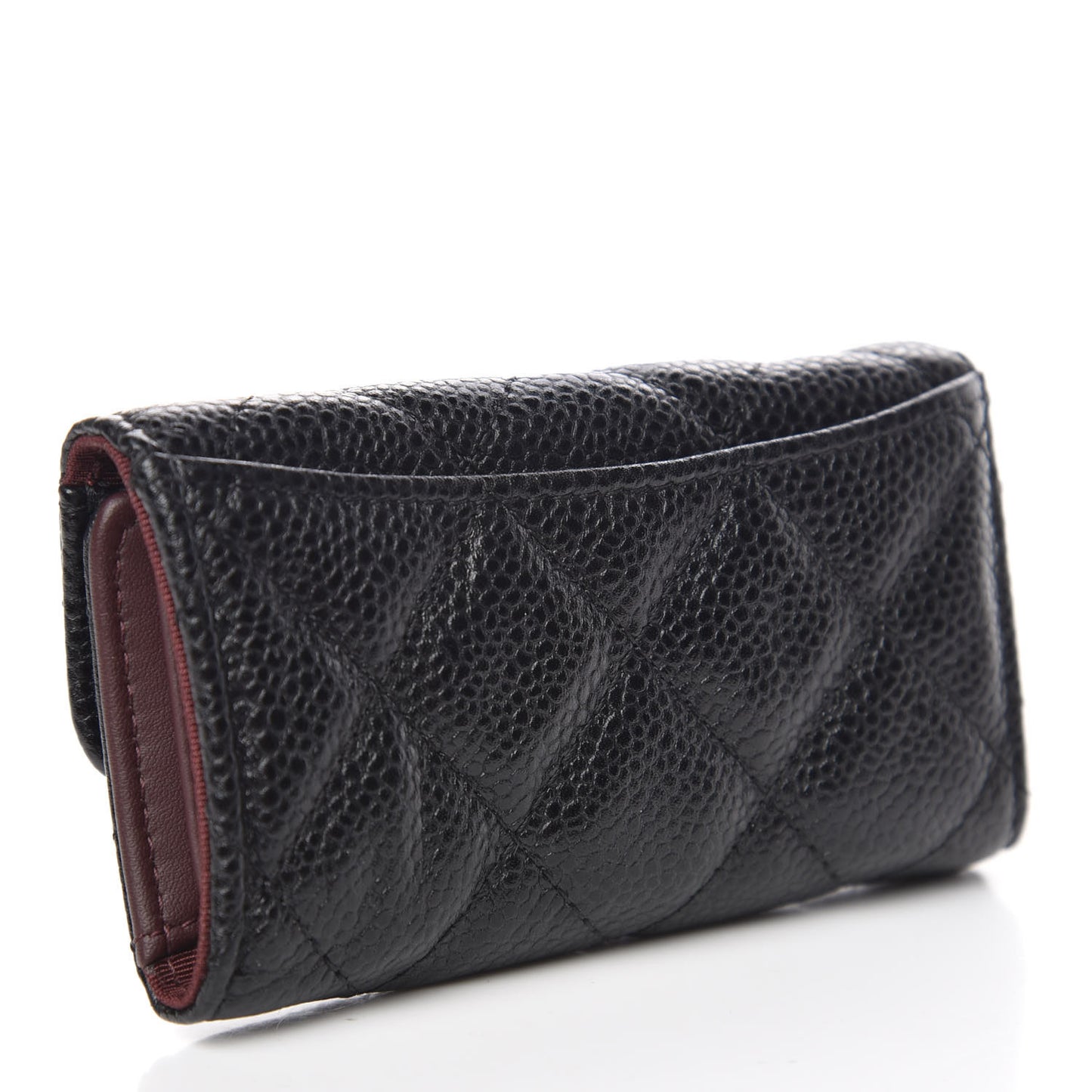 Caviar Quilted 6 Key Holder Black