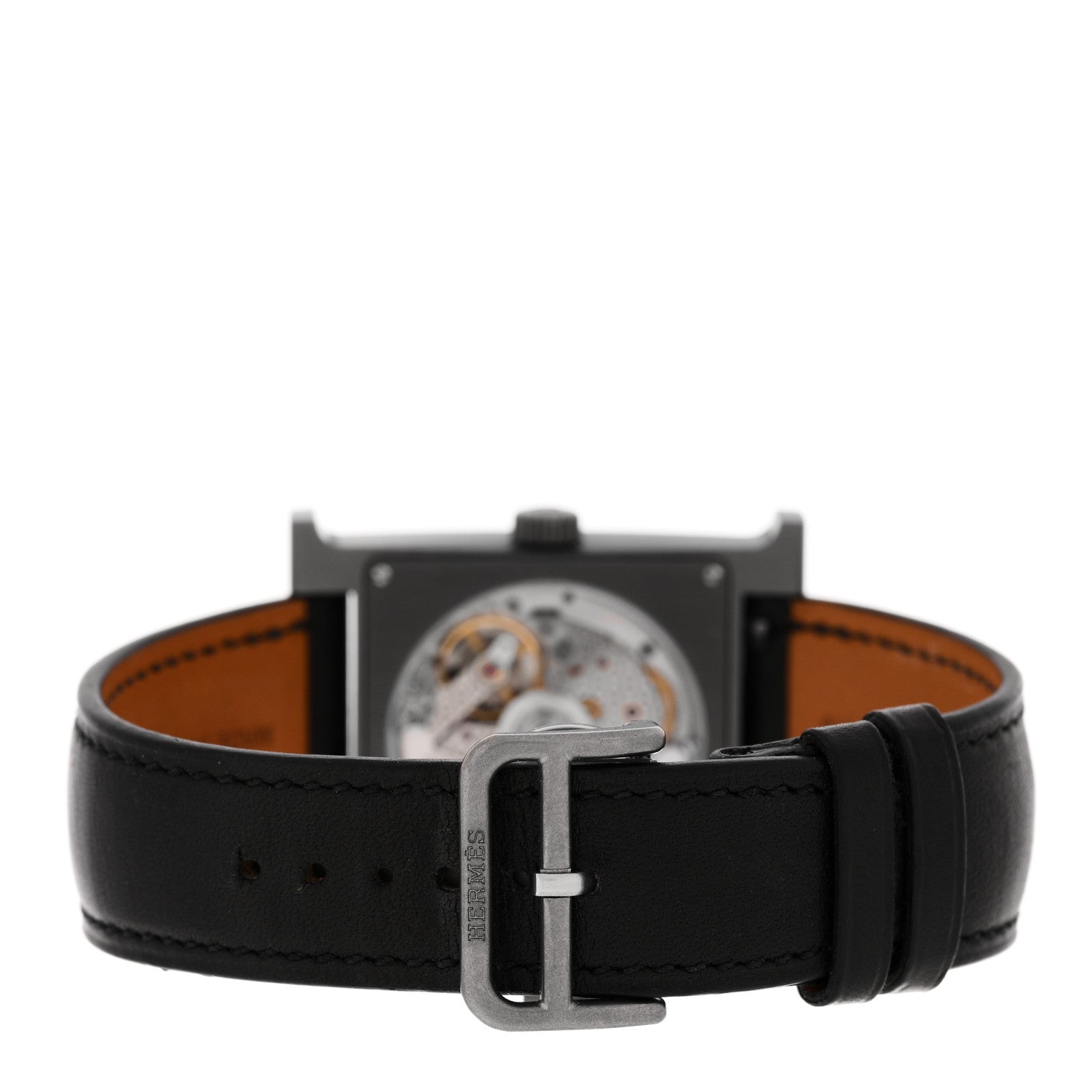 Hermes Titanium Barenia 30mm Heure H Hour Quartz Watch Noir