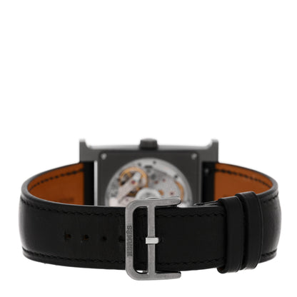 Hermes Titanium Barenia 30mm Heure H Hour Quartz Watch Noir 3 of 5