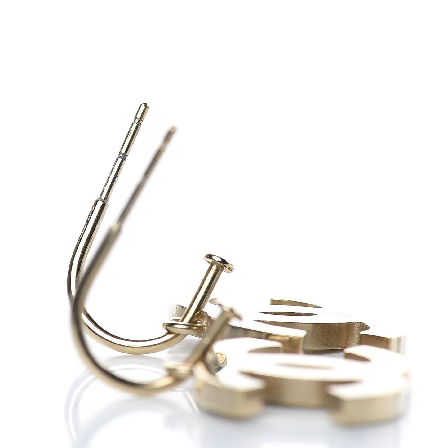 Pearlized Enamel CC Dangle Earrings Gold