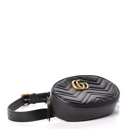 Gucci Calfskin Matelasse GG Marmont Belt Bag 85 34 Black 4 of 10