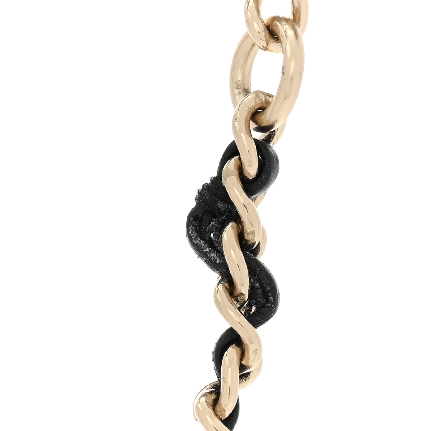 Pearl Crystal Lambskin Chain CC Short Necklace Black Gold