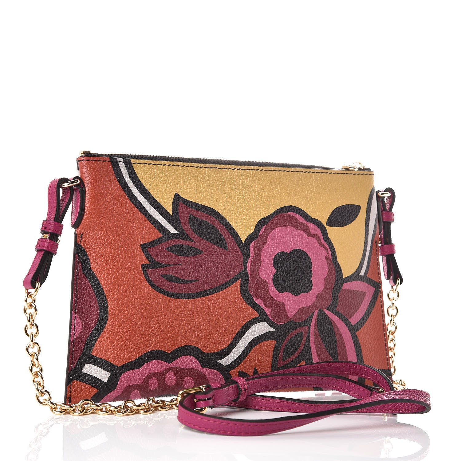 Burberry Grained Calfskin Runway Peyton Wristlet Vibrant Orange 3 of 11