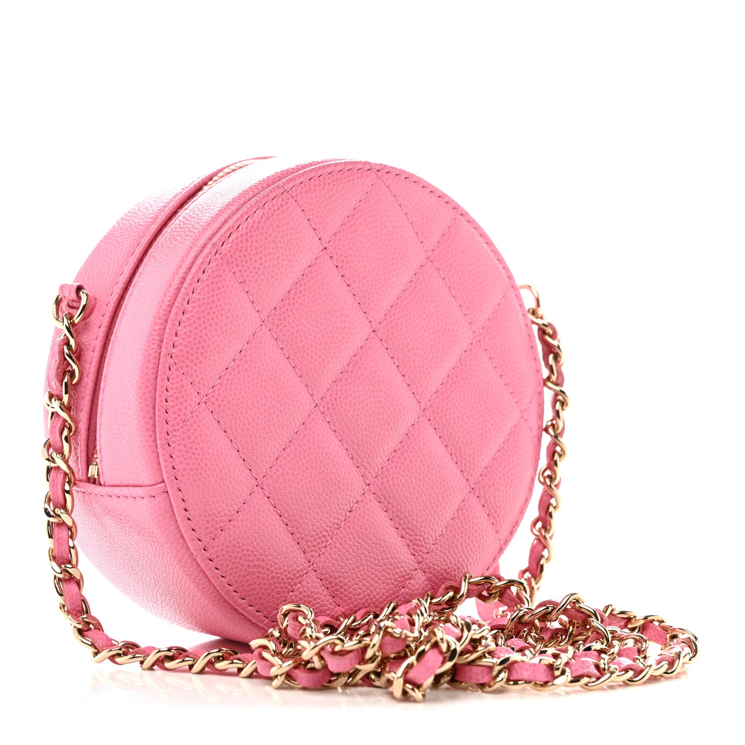 Chanel Caviar Quilted Gripoix CC Round Clutch With Chain Pink 3 of 10