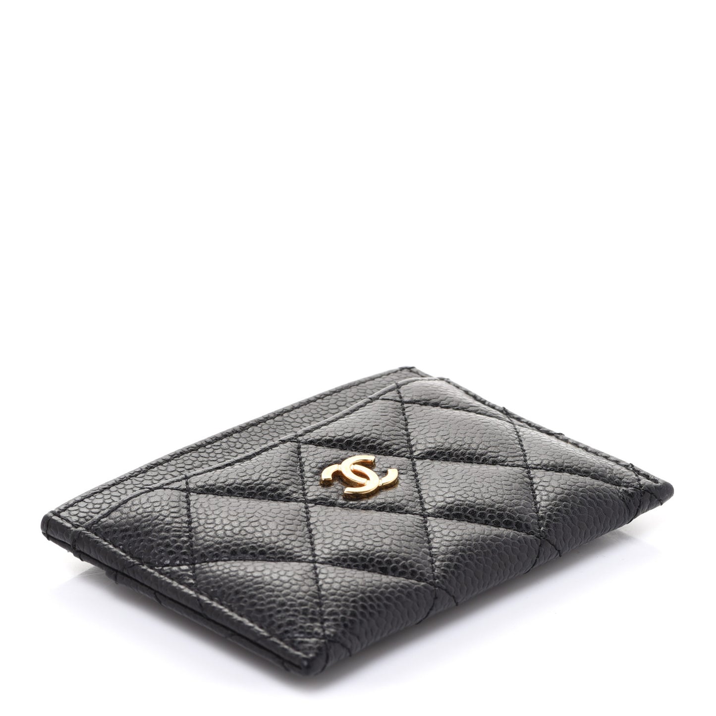 Caviar Quilted Card Holder Black