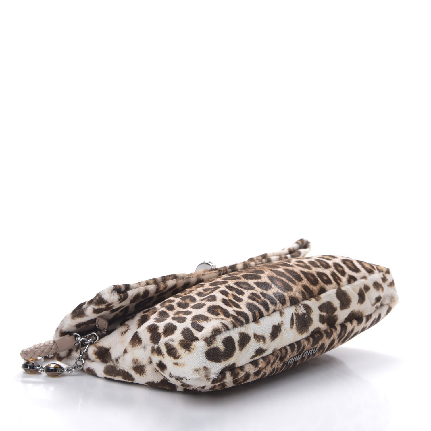 Miu Miu Pony Hair Leopard Crystal Flap Clutch Brown 3 of 10