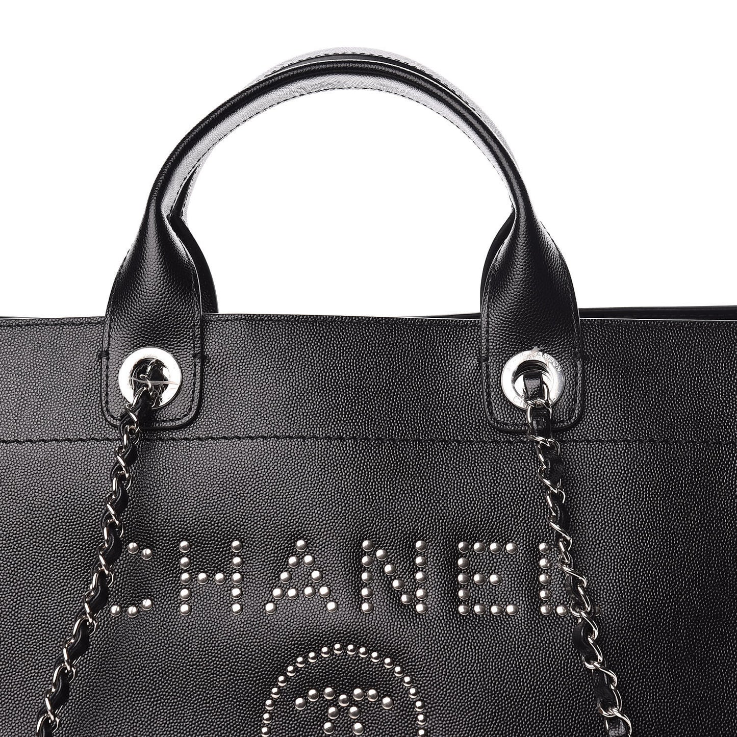 Caviar Large Studded Deauville Tote Black