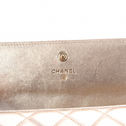 Chanel Metallic Lambskin Quilted Large Gusset Flap Wallet Pale Gold 6 of 10