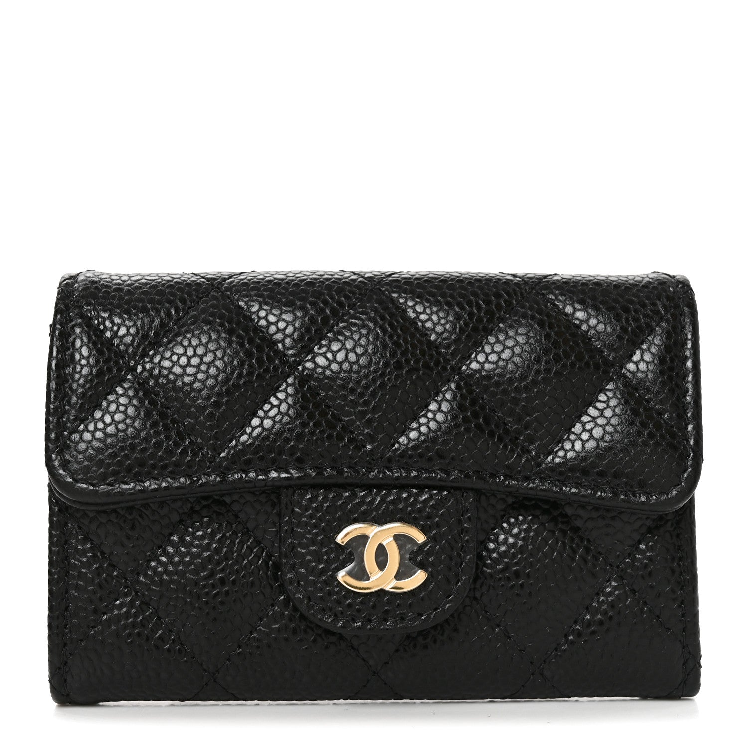 Chanel Caviar Quilted Flap Card Holder Wallet Black 1 of 9