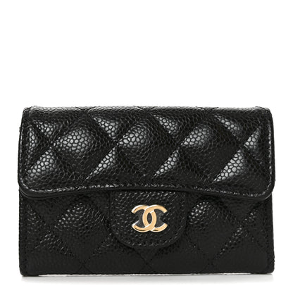 Chanel Caviar Quilted Flap Card Holder Wallet Black 1 of 9