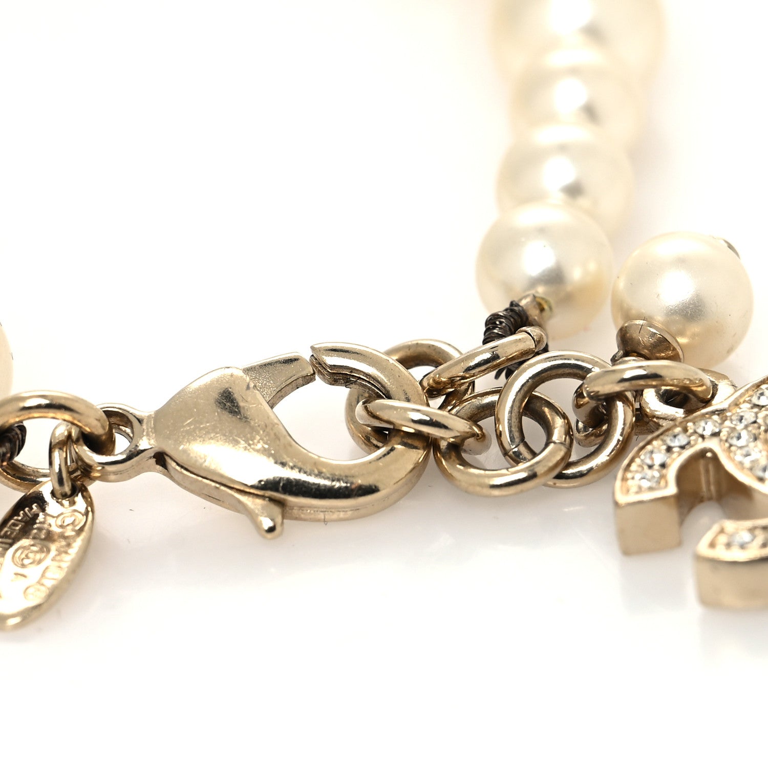 Chanel Pearl Crystal CC Bracelet Gold 4 of 5