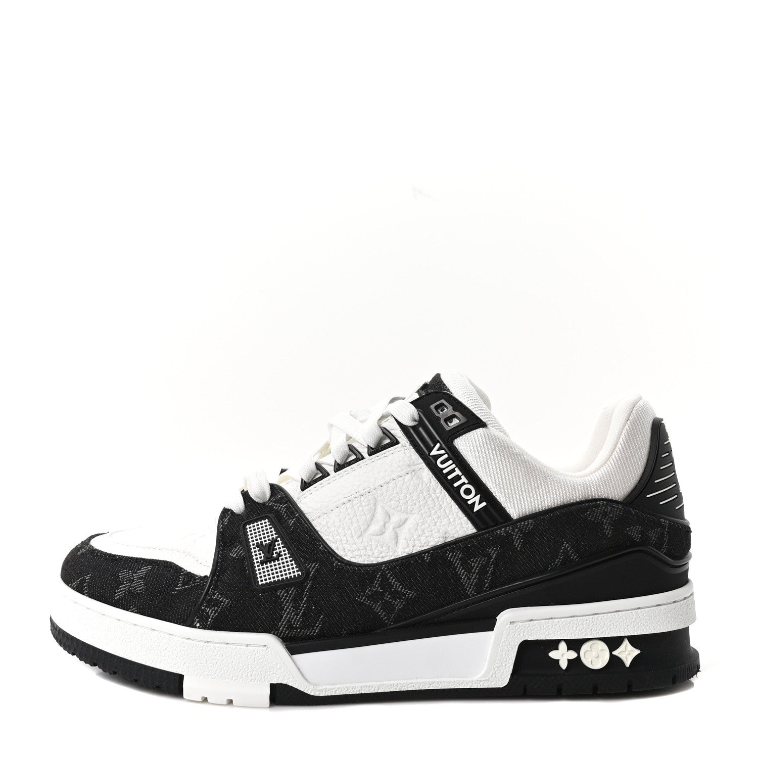 Louis Vuitton Calfskin Embossed Monogram Denim Womens LV Trainer Louis Vuitton Calfskin Embossed Monogram Denim Womens LV Trainer