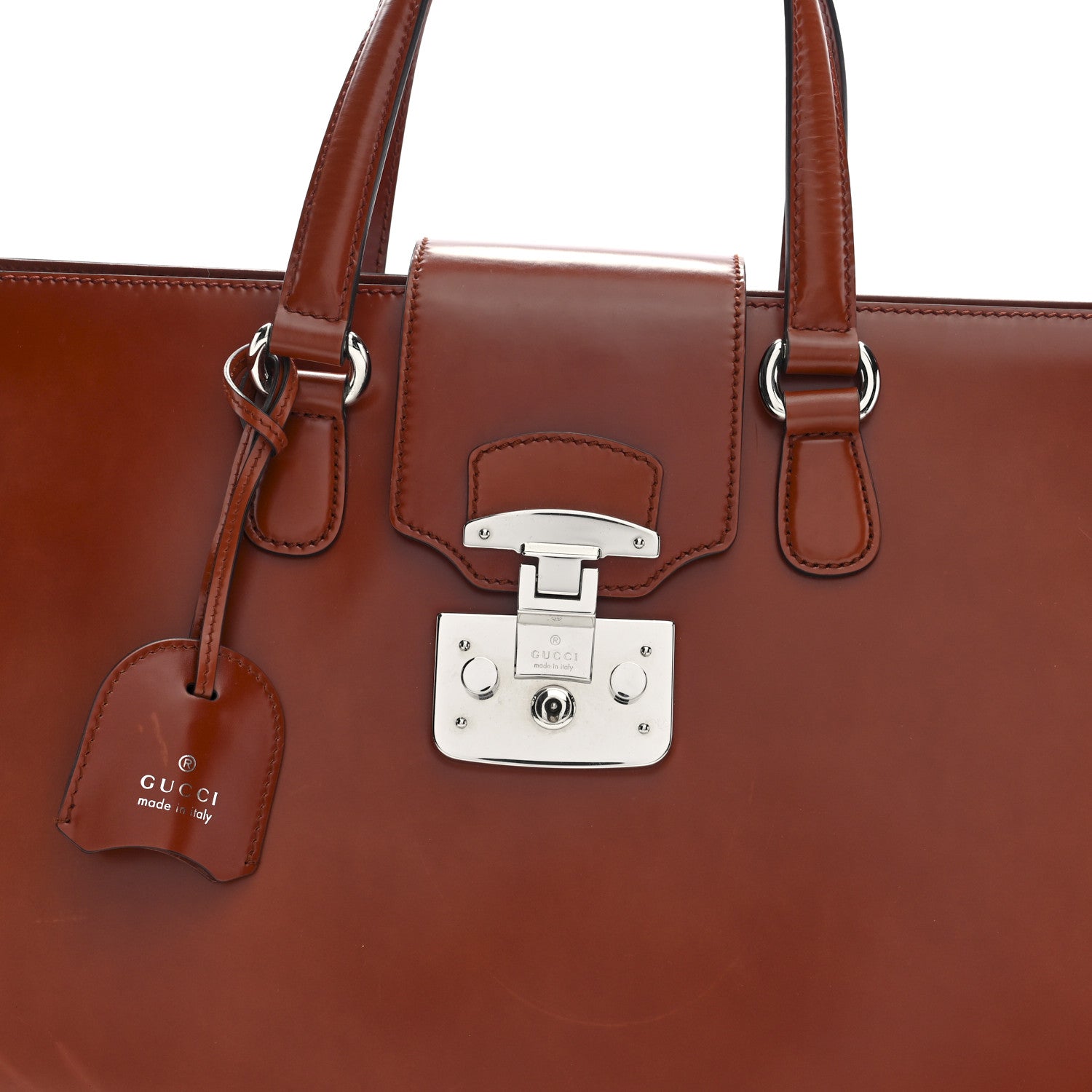 Gucci Regent Calfskin Large Lady Lock Flap Top Handle Bag Tan 8 of 10
