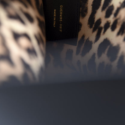 Saint Laurent Calfskin Large Leopard Print Shopping Tote Black 9 of 10