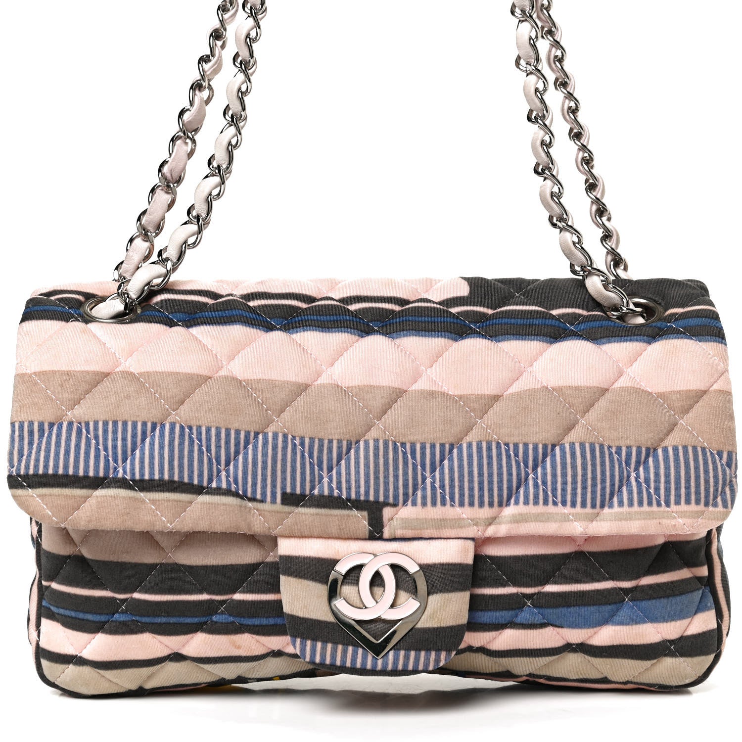 Chanel Jersey Quilted Small Ocean Drive Single Flap Pink Multicolor 7 of 10