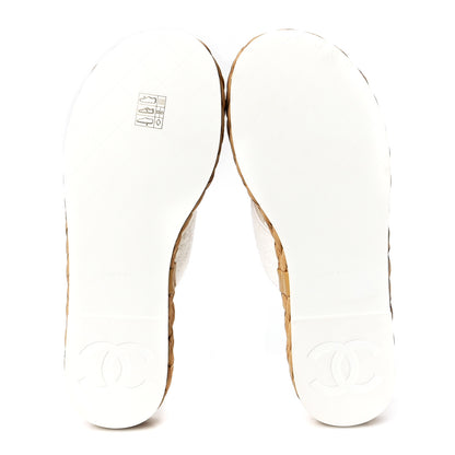 Chanel Terry Cloth Raffia CC Logo Thong Sandals 38 White 5 of 17