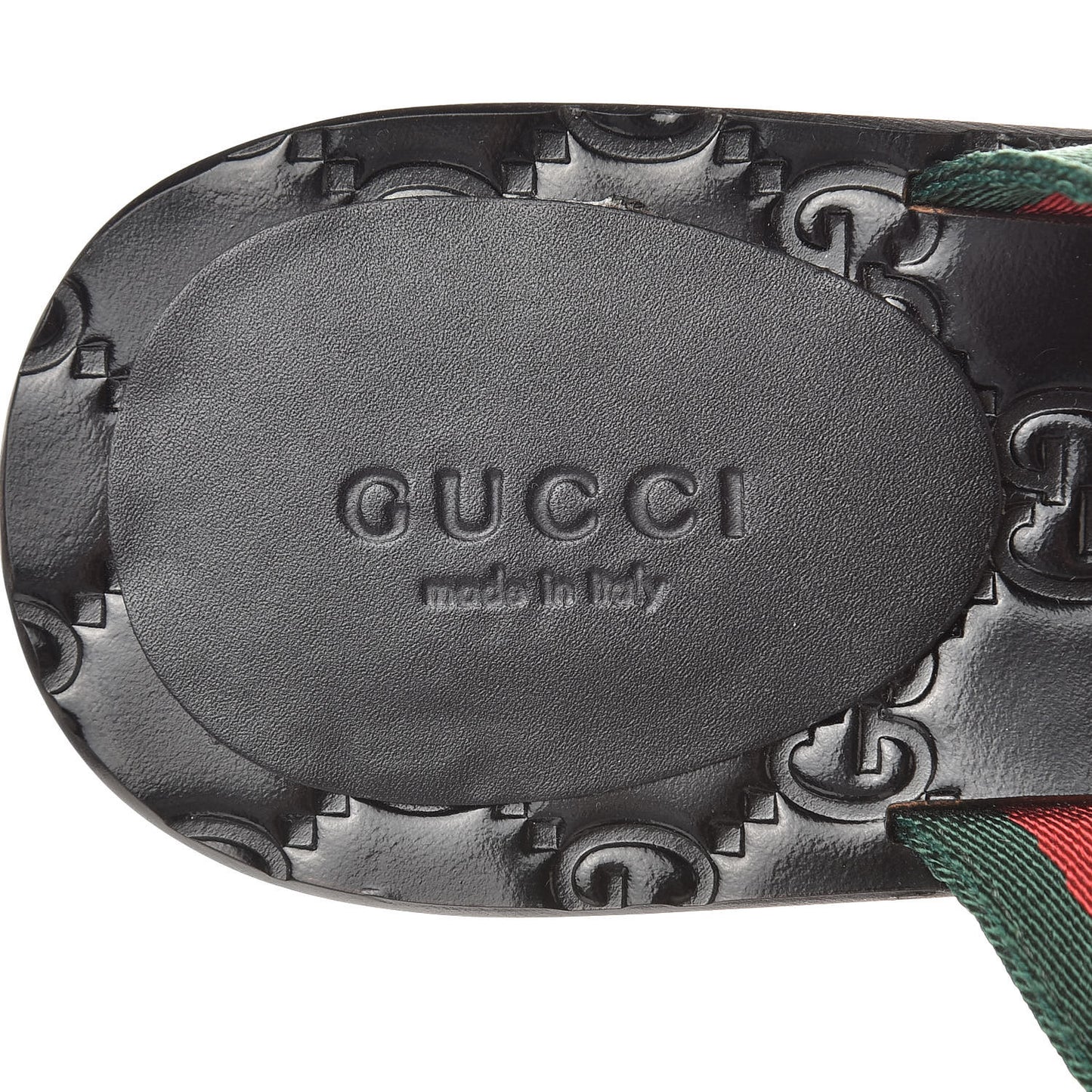 Nylon Guccissima Web Womens Thong Sandals 35 Green Red Black