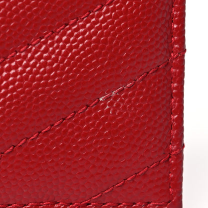 Saint Laurent Grain De Poudre Matelasse Chevron Monogram Credit Card Case Rouge Eros 11 of 15