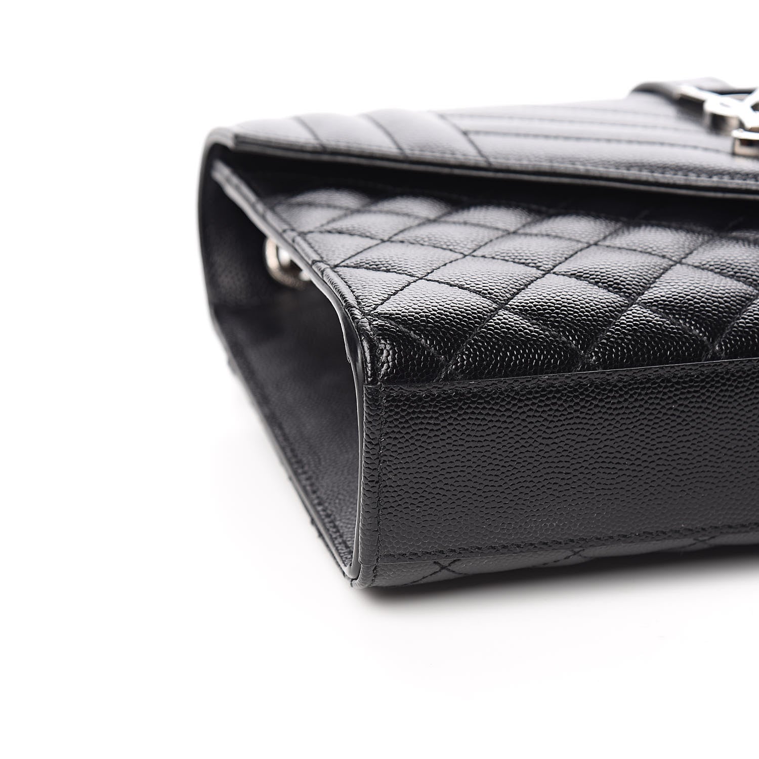 Saint Laurent Grain De Poudre Textured Mixed Matelasse Triquilt Medium Monogram Satchel Black 7 of 9