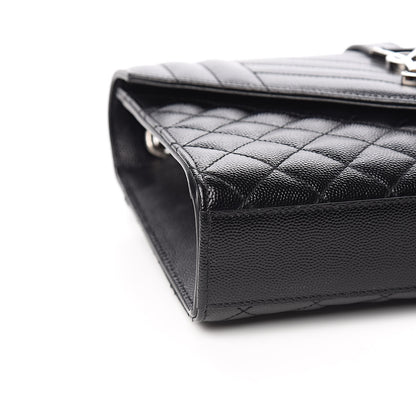 Saint Laurent Grain De Poudre Textured Mixed Matelasse Triquilt Medium Monogram Satchel Black 7 of 9