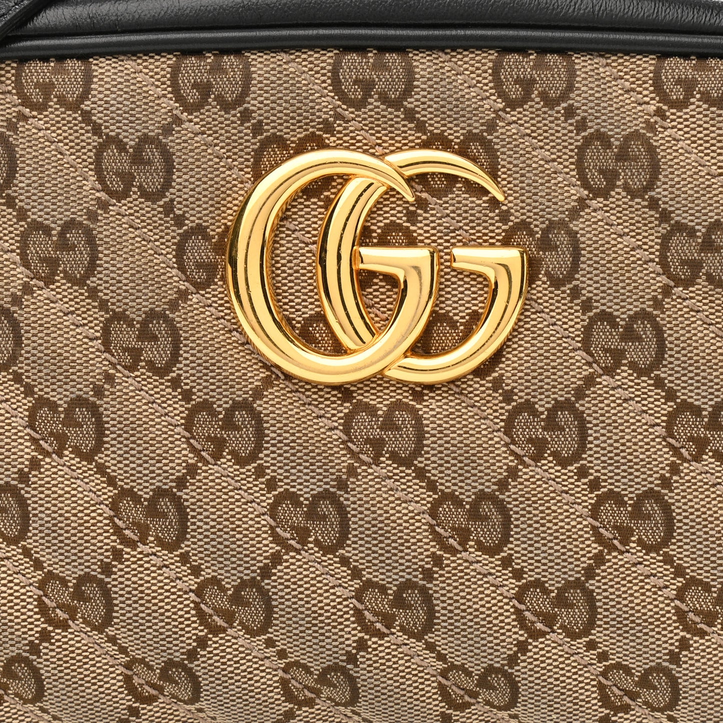 Monogram Matelasse Diagonal Small GG Marmont Chain Shoulder Bag Beige Black