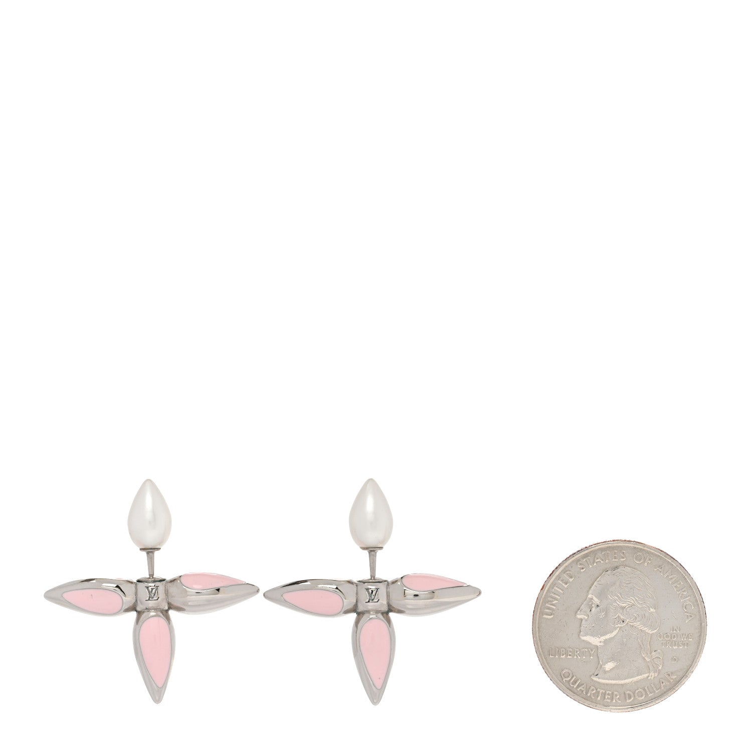 Louis Vuitton Metal Louisette Earrings Silver Rose 2 of 6