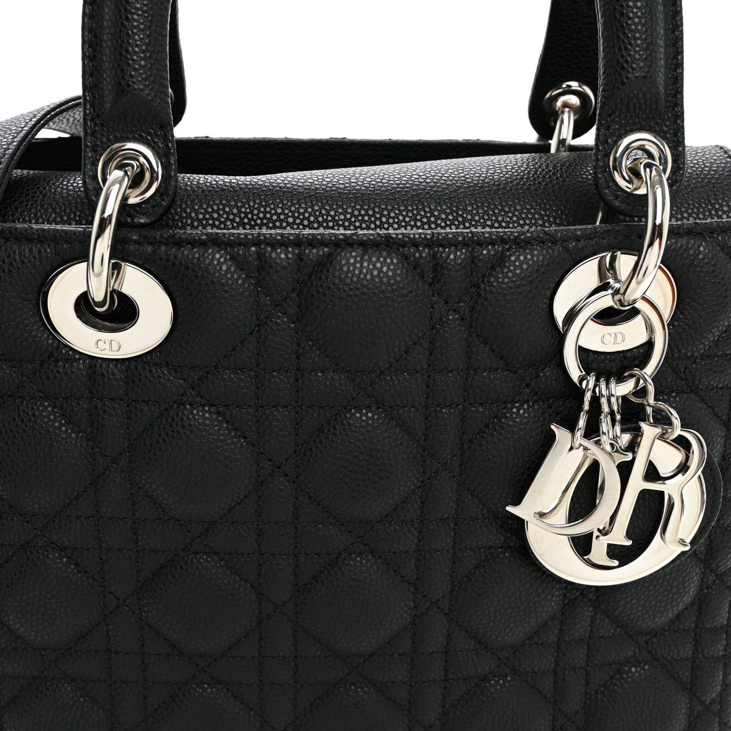 Grained Calfskin Cannage Medium Lady Dior Black