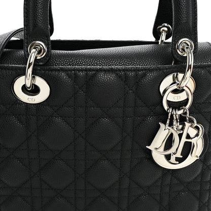 Christian Dior Grained Calfskin Cannage Medium Lady Dior Black 7 of 9