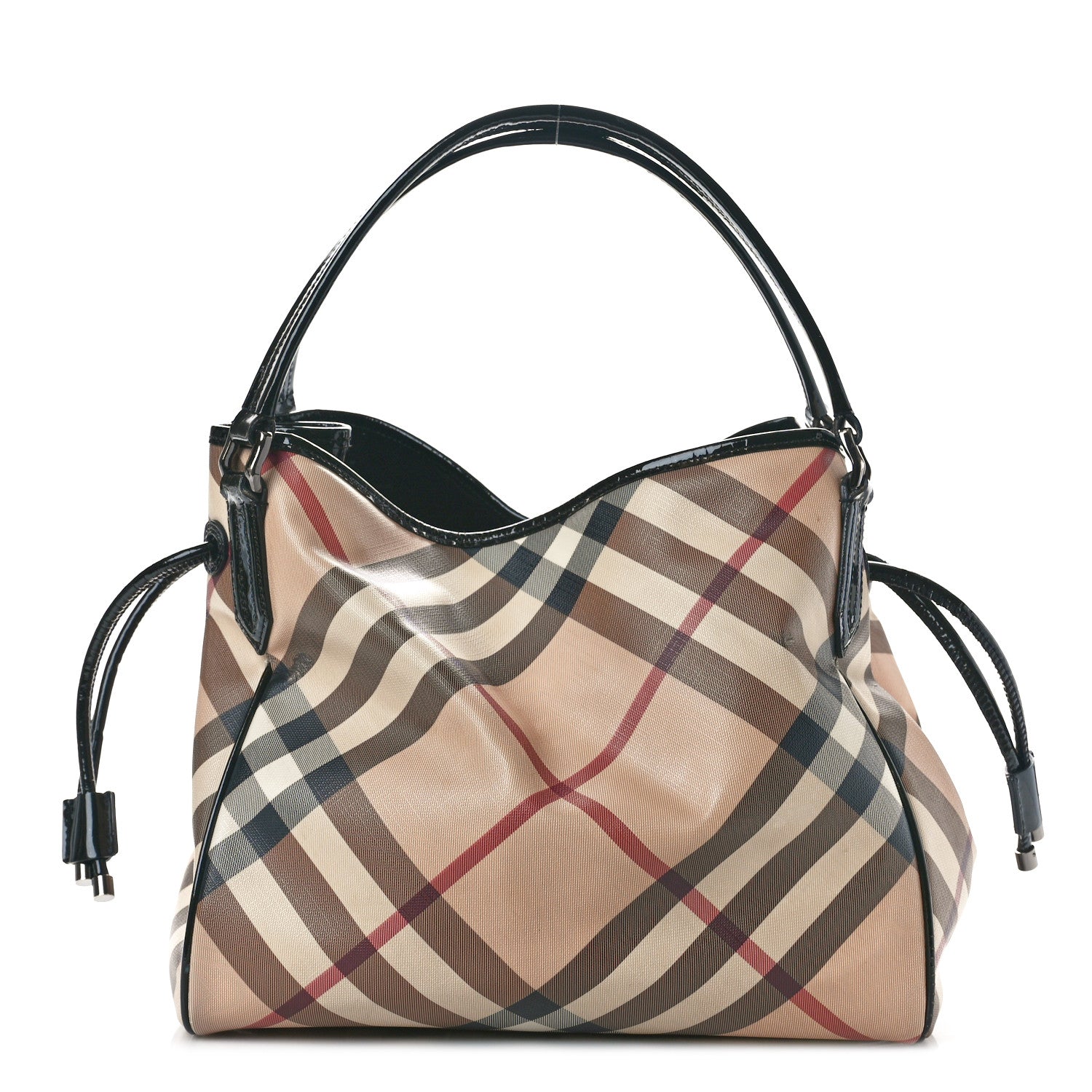 Burberry Patent Nova Check Small Bilmore Tote Black 1 of 9