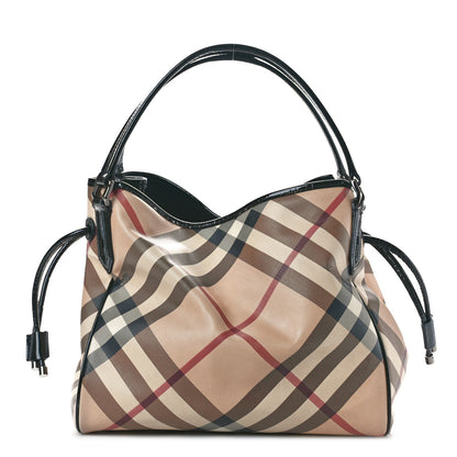 Burberry Patent Nova Check Small Bilmore Tote Black 1 of 9