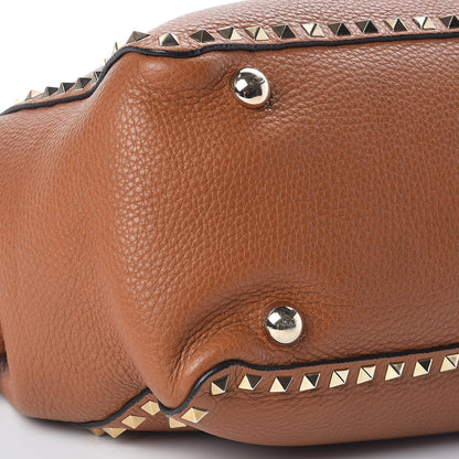 Valentino Garavani Pebbled Calfskin Medium Rockstud Tote Light Cuir 8 of 9