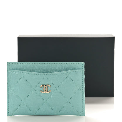 Chanel Caviar Quilted Card Holder Light Blue 10 of 10
