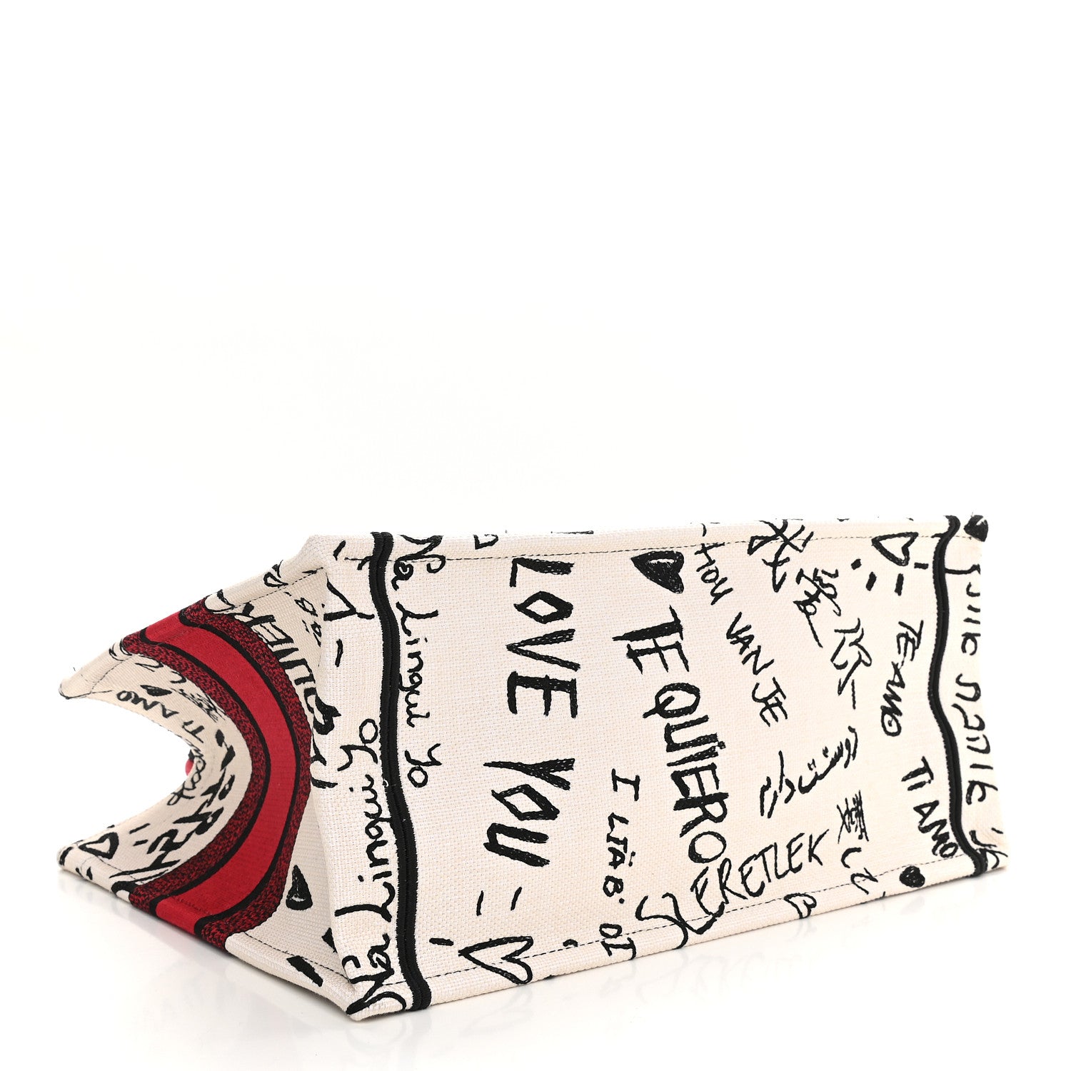 Christian Dior Canvas Embroidered Medium Dioramour Graffiti Book Tote Latte Multicolor 4 of 9