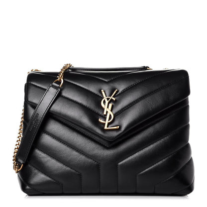 Saint Laurent Calfskin Y Quilted Monogram Small Loulou Chain Satchel Black 1 of 9