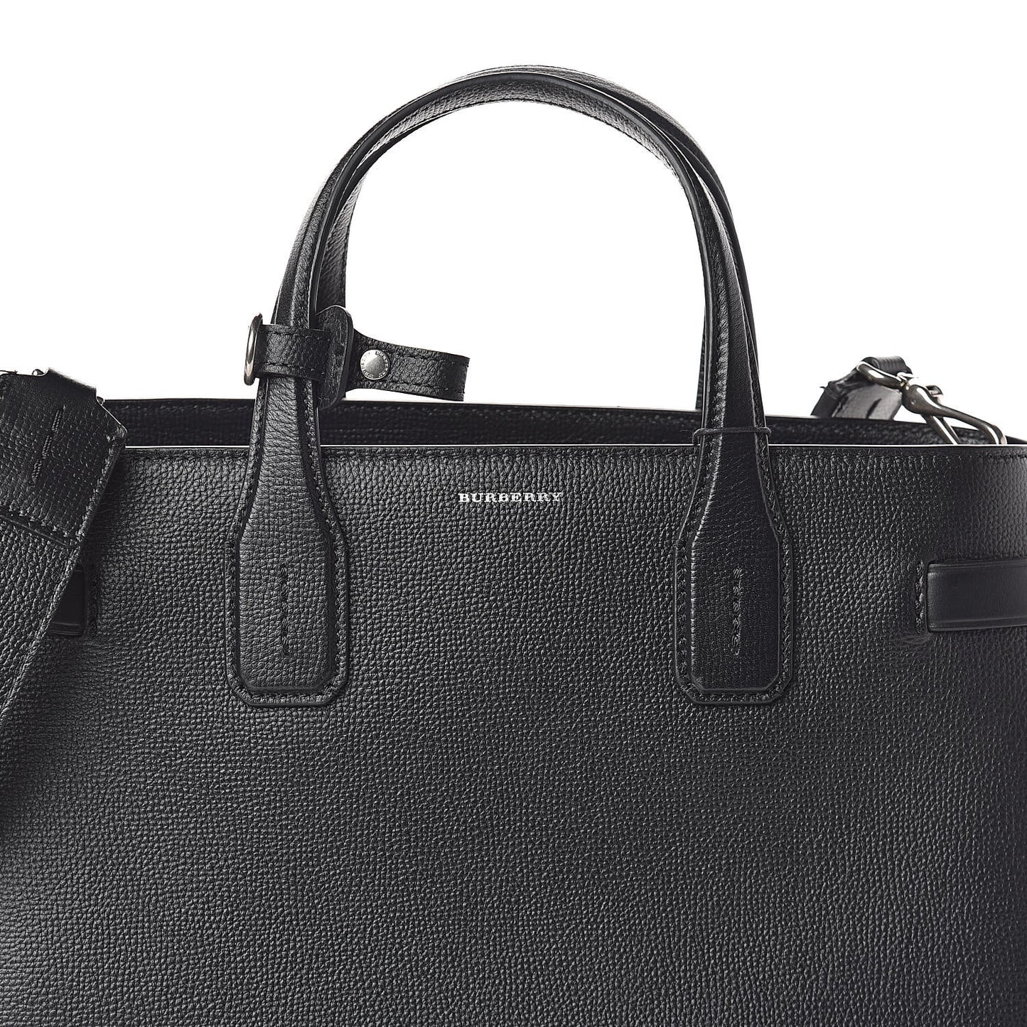 Grainy Calfskin House Check Medium Banner Tote Black