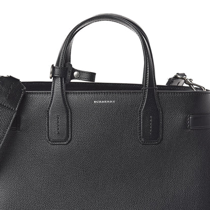 Burberry Grainy Calfskin House Check Medium Banner Tote Black 8 of 10