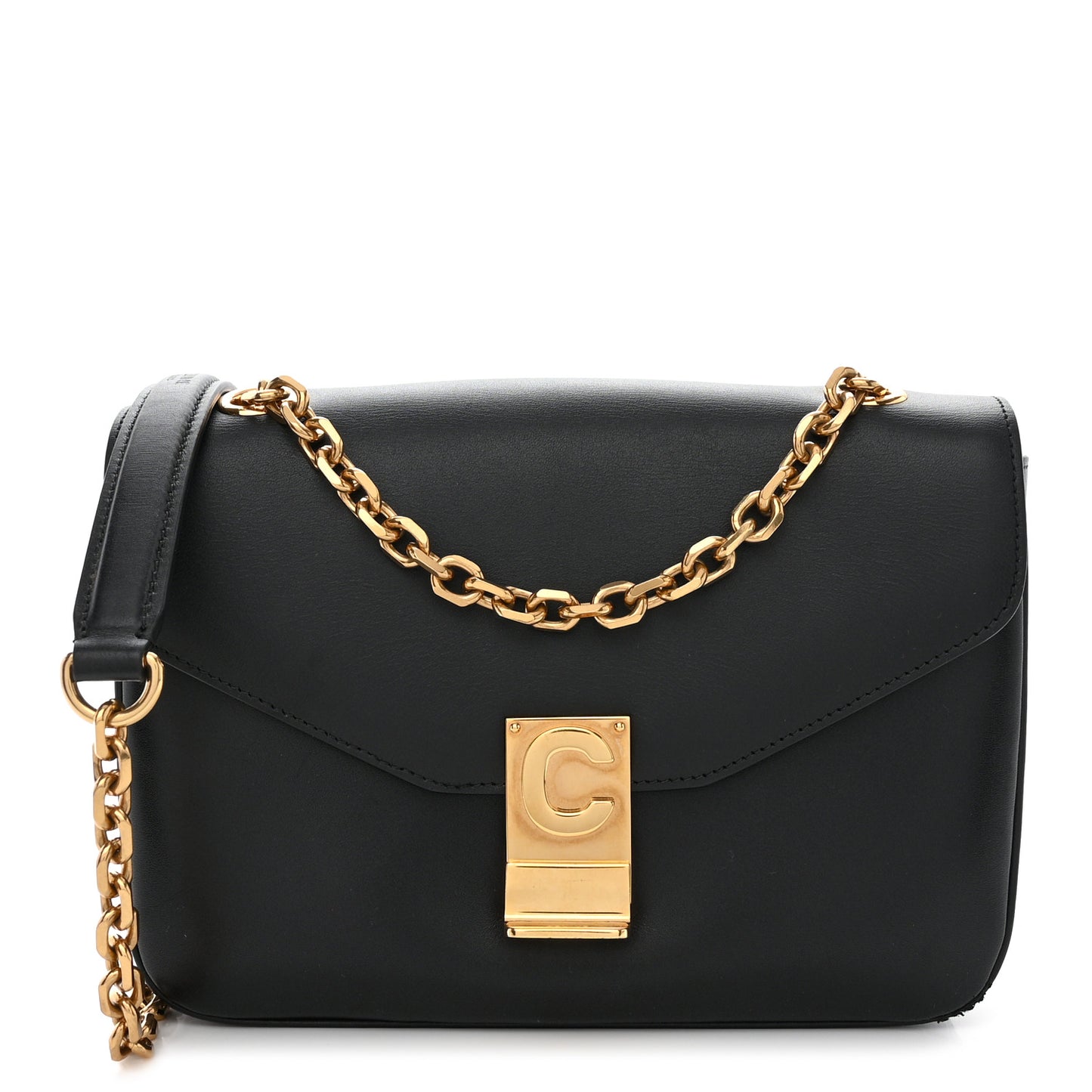Shiny Calfskin Medium C Bag Black