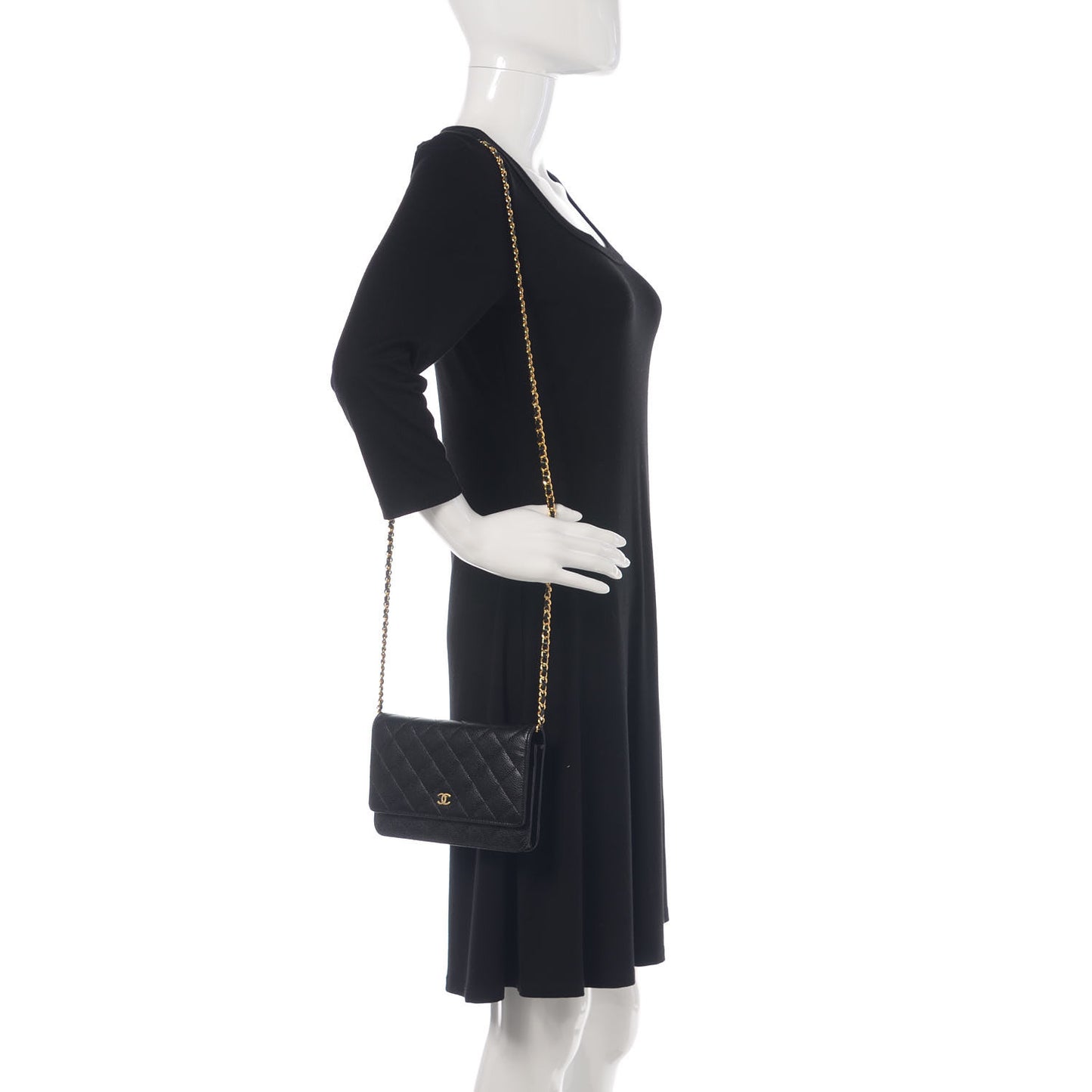 Caviar Quilted Wallet On Chain WOC Black