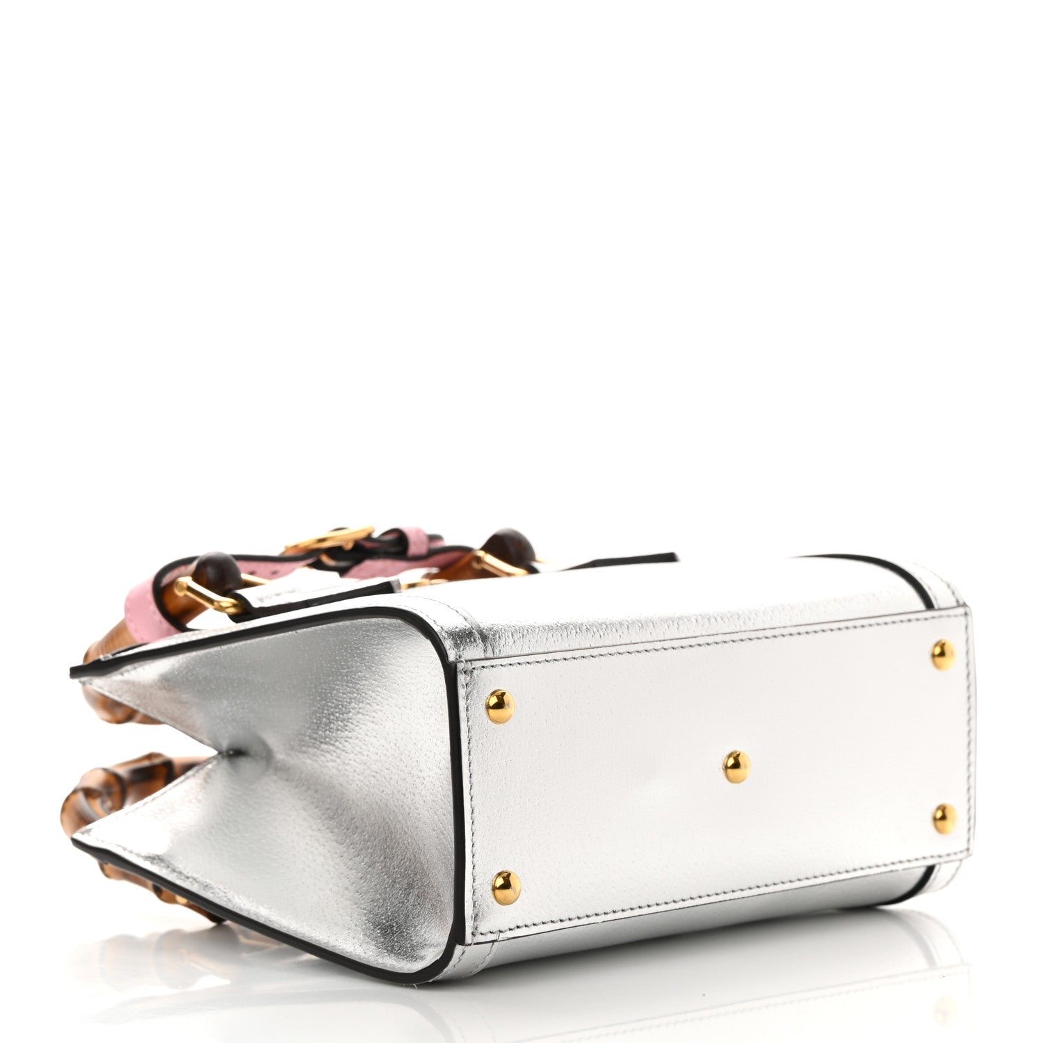 Gucci Textured Calfskin Mini Diana Tote Bag Silver Wild Rose 4 of 14