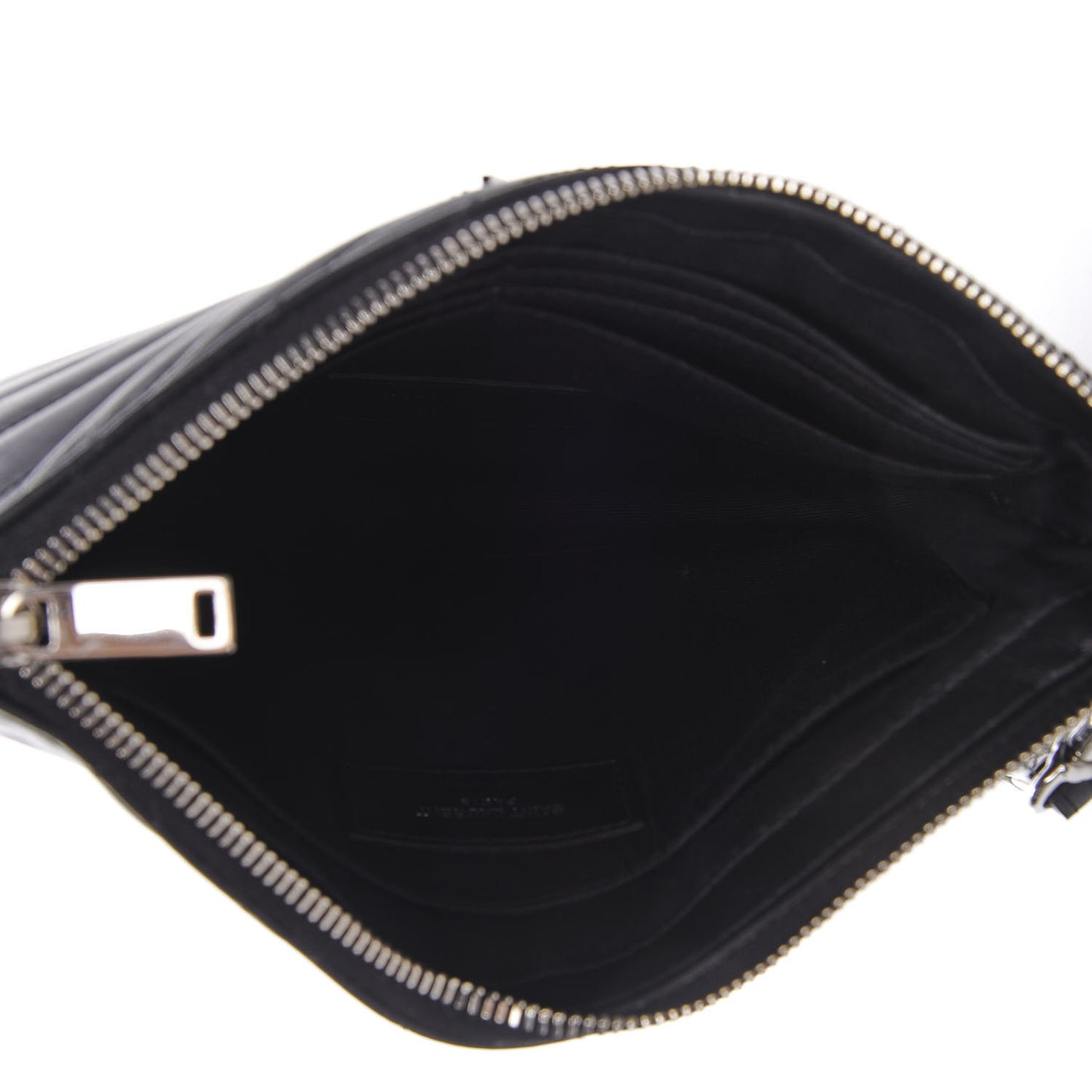 Calfskin Matelasse Chevron Monogram A5 Wristlet Black