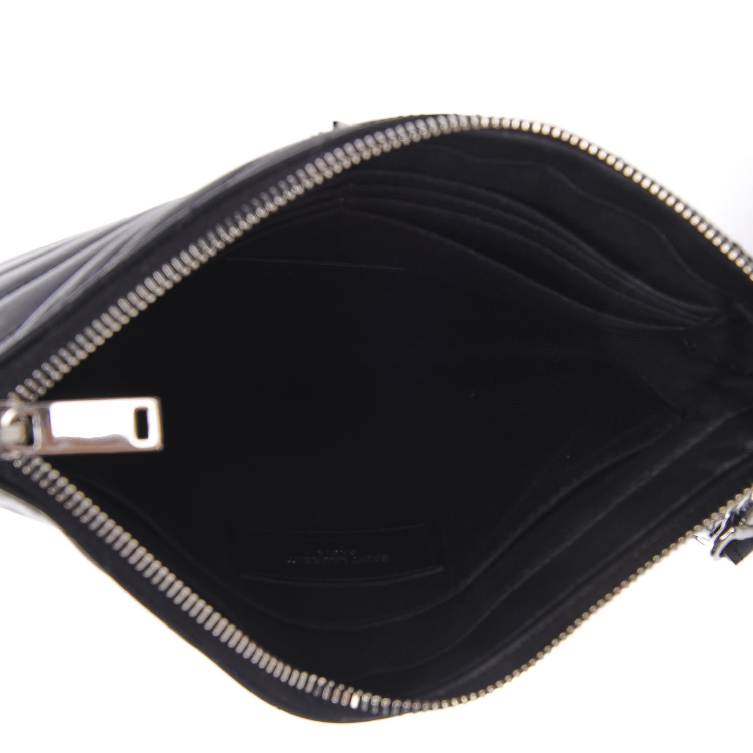 Saint Laurent Calfskin Matelasse Chevron Monogram A5 Wristlet Black 5 of 9