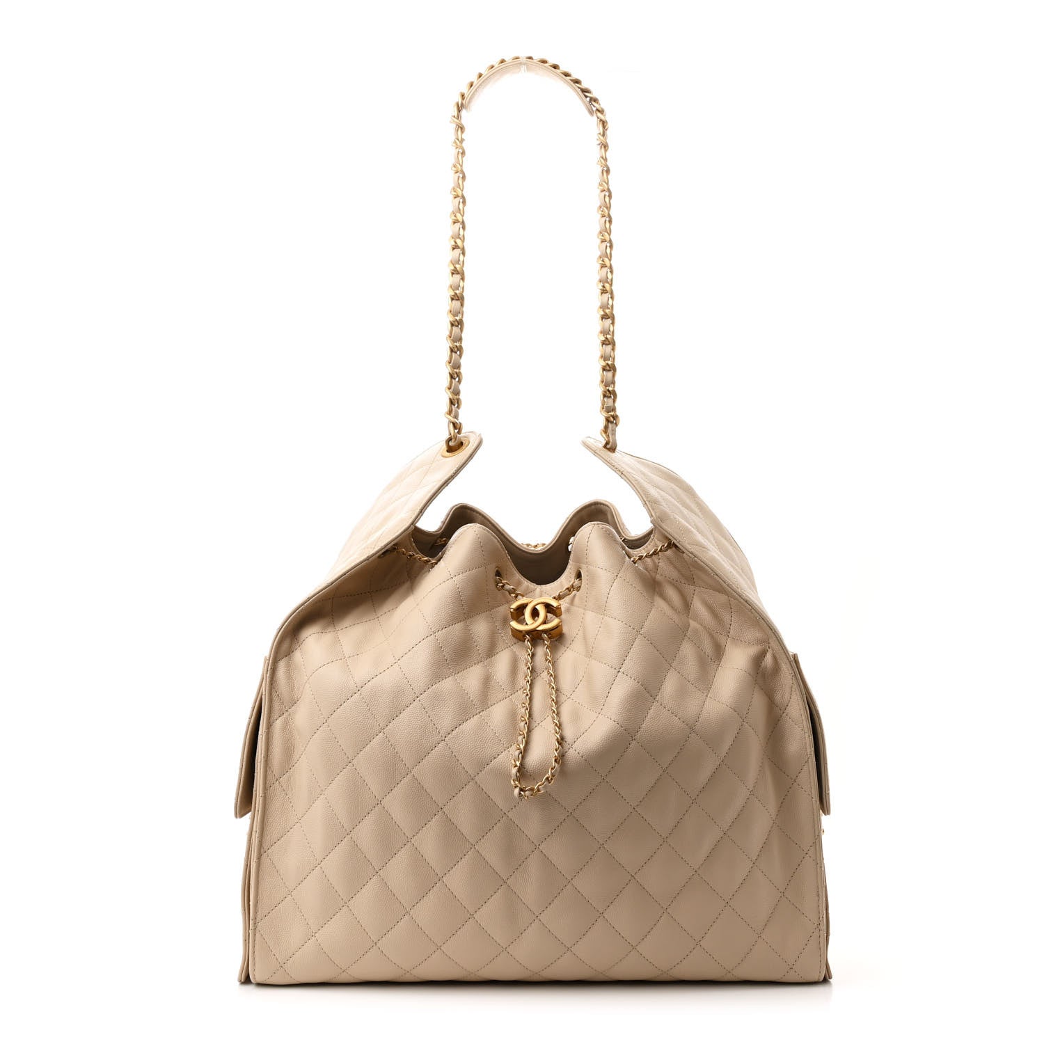 Chanel Caviar Quilted Large Chanel 25 Handbag Beige 1 of 13
