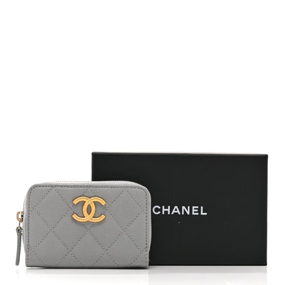 Chanel Caviar Quilted Zip Coin Purse Grey 10 of 10
