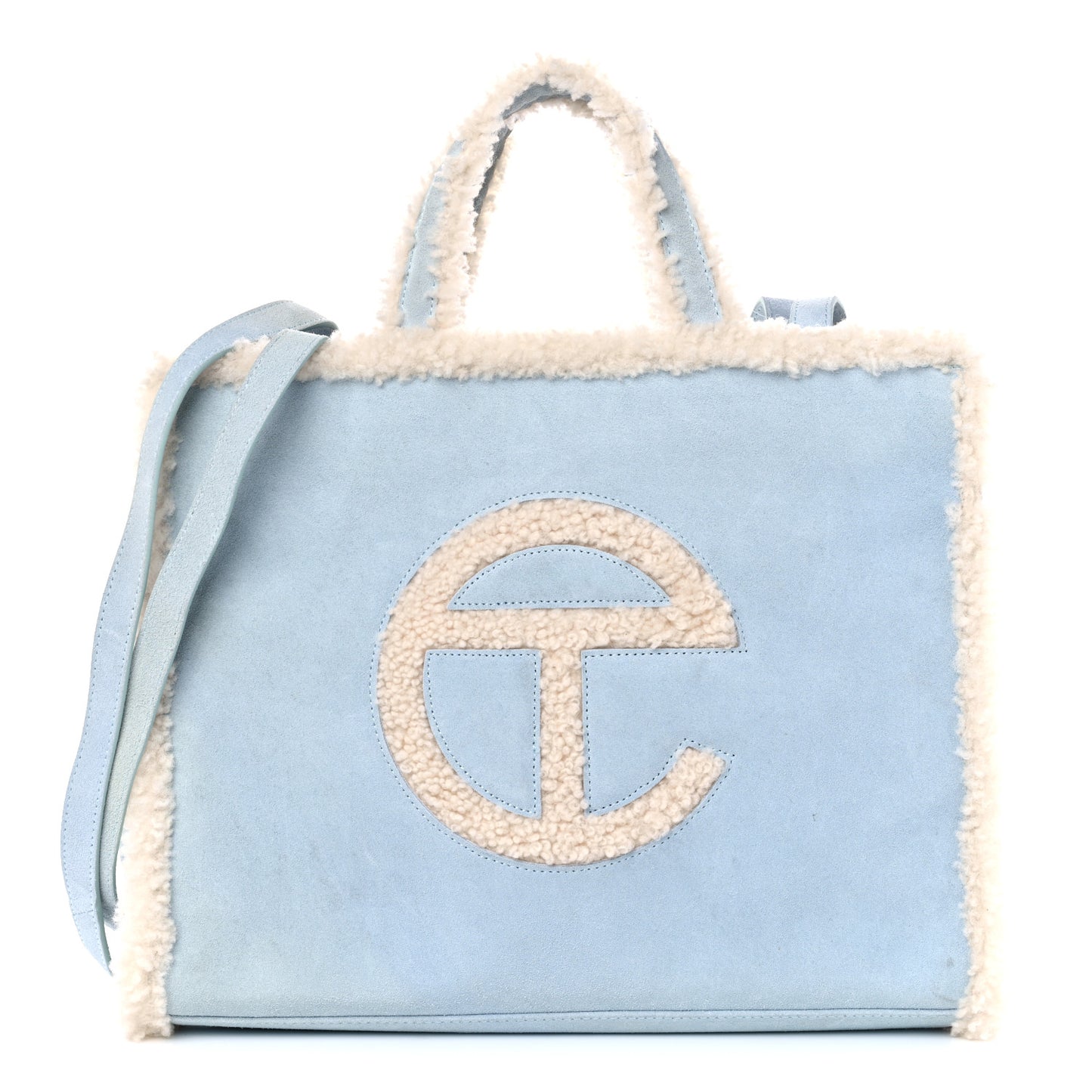 X UGG Suede Shearling Medium Shopping Bag Blue