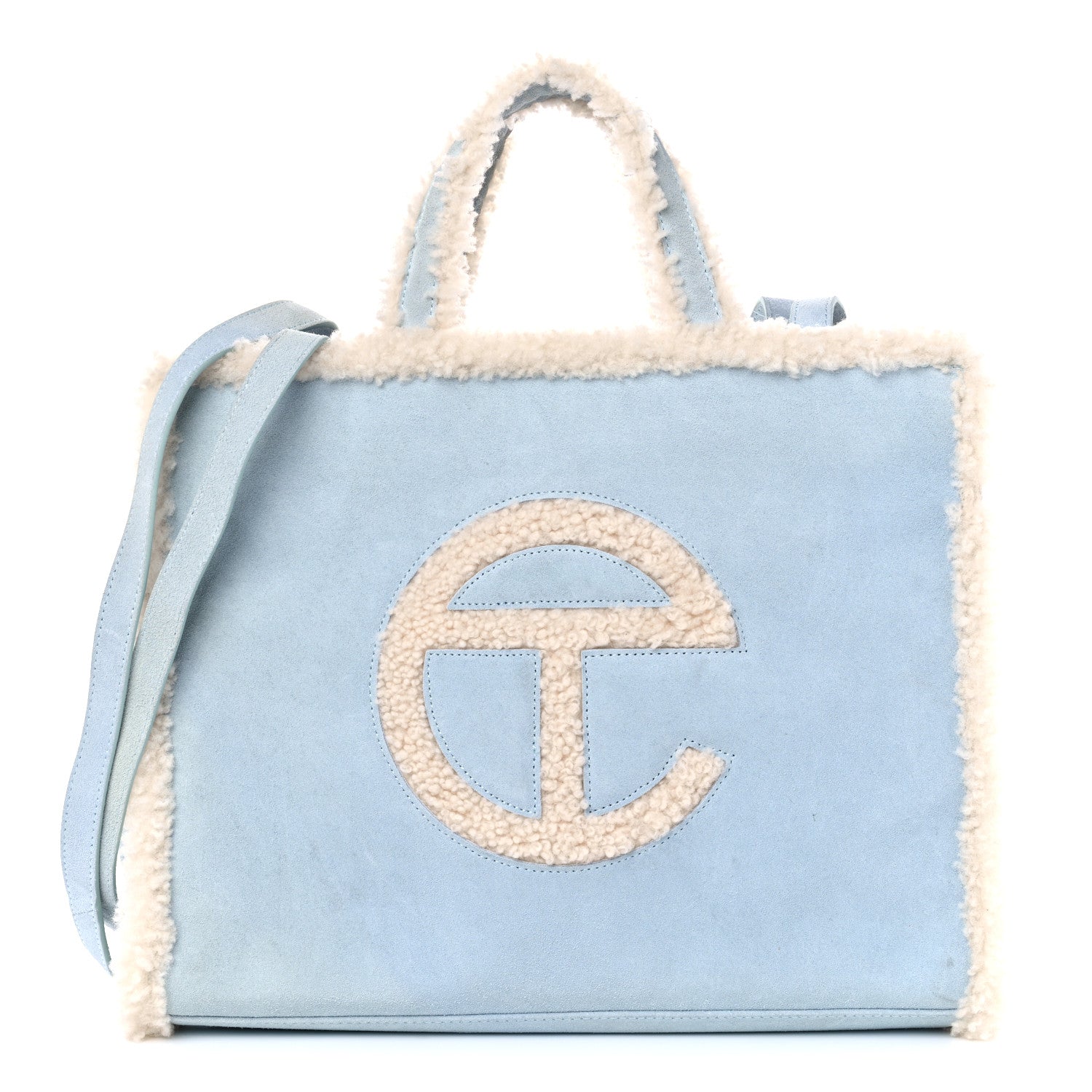 Telfar X UGG Suede Shearling Medium Shopping Bag Blue 1 of 11