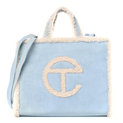 Telfar X UGG Suede Shearling Medium Shopping Bag Blue 1 of 11